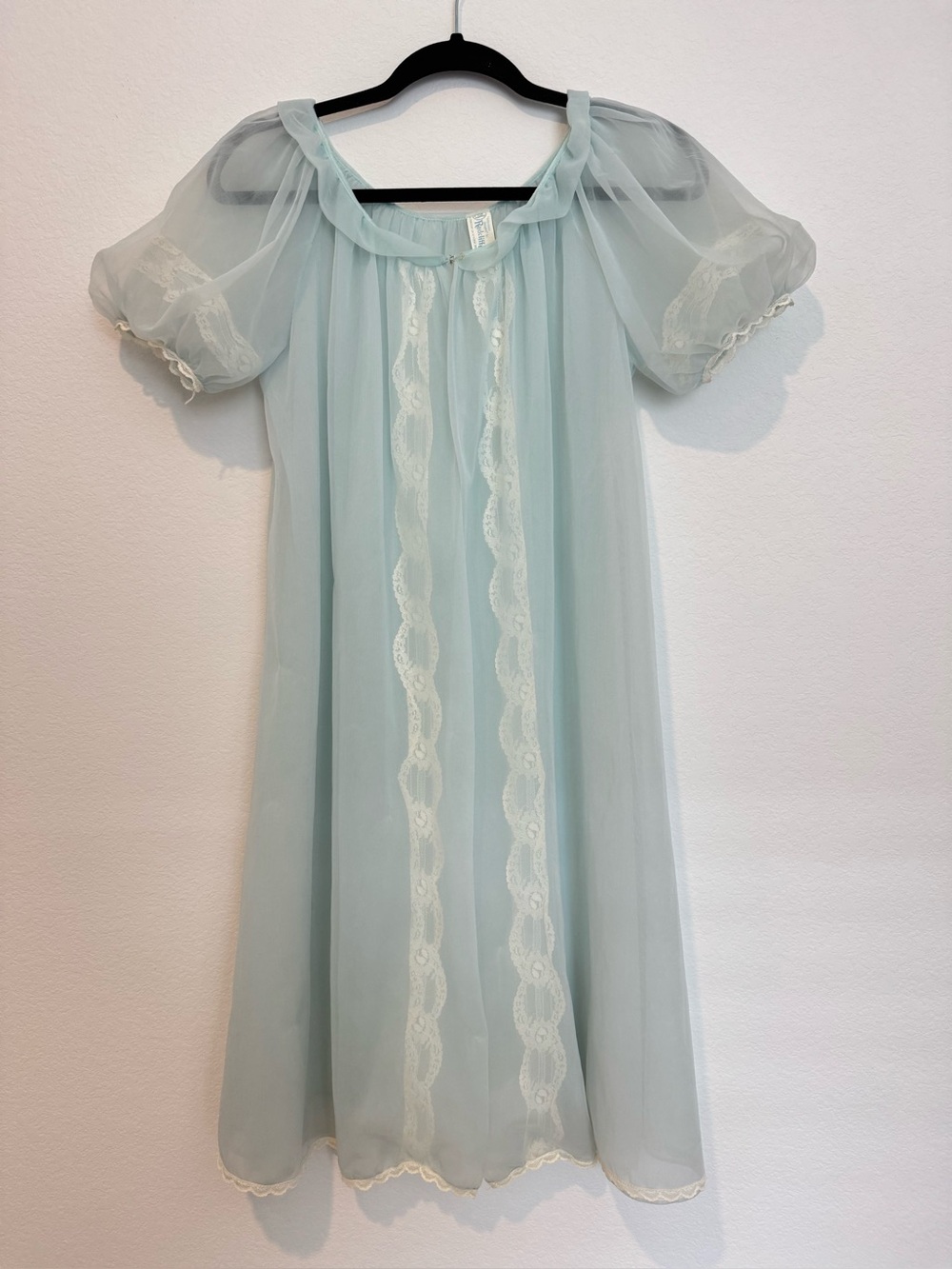 Vintage Radcliffe 50s Sheer Baby Blue Boudoir Chiffon Lingerie Open Robe